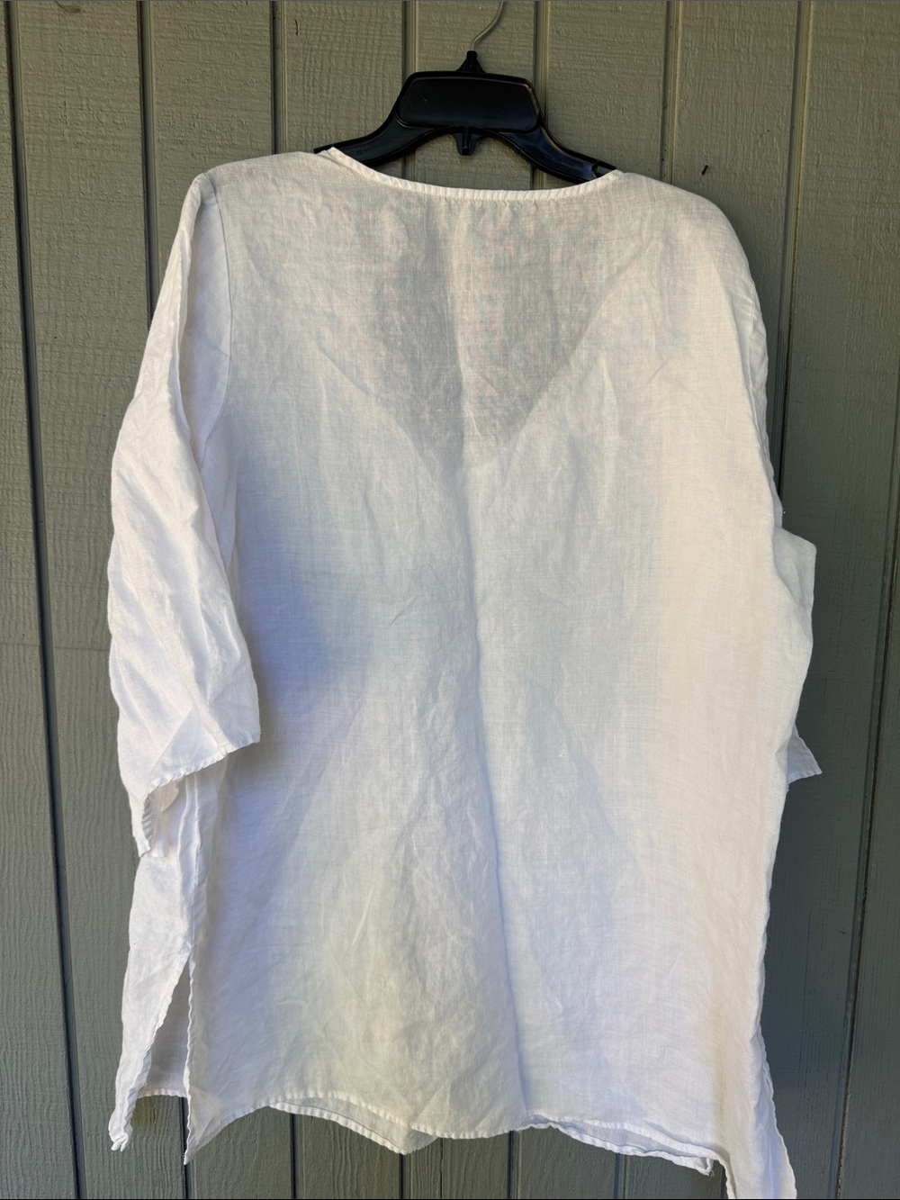 White Linen Tunic Top L - Picture 4 of 5